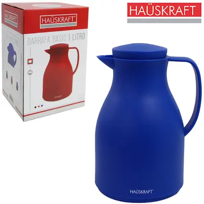 GARRAFA TERMICA COM AMPOLA DE VIDRO BASIC AZUL HAUSKRAFT 1L