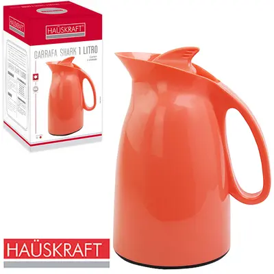 GARRAFA TERMICA COM AMPOLA DE VIDRO SHARK ROSA SALMAO HAUSKRAFT 1L