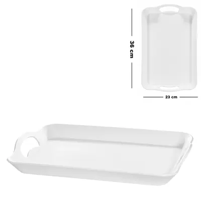 BANDEJA DE PLASTICO RETANGULAR COM ALCA SERENITY 36X23X4,2CM