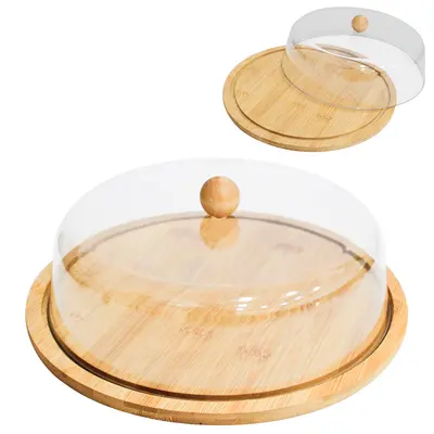 BOLEIRA DE BAMBU COM TAMPA DE PLASTICO PET FLEXIVEL FACILE 10,2X28,2CM DE Ø