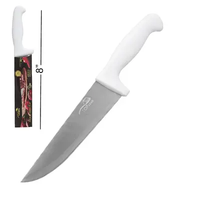 FACA DE COZINHA DE INOX 8'' CABO PLASTICO BRANCO PREMIUM TOP CASA