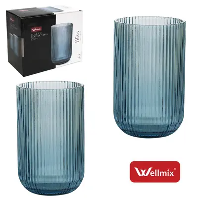 JOGO DE COPO DE VIDRO PREMIUM BLISS COLLECTION AZUL ESCURO COM 2 PECAS 450ML