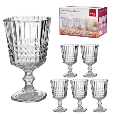 JOGO DE TACA DE VIDRO PARA AGUA / VINHO BRESCIA COM 6 PECAS 360ML
