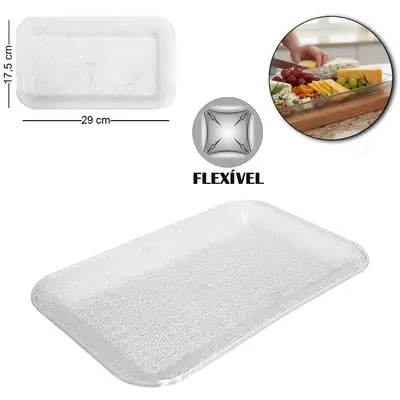 BANDEJA DE PLASTICO PET FLEXIVEL RETANGULAR VITRA 29X17,5X2CM