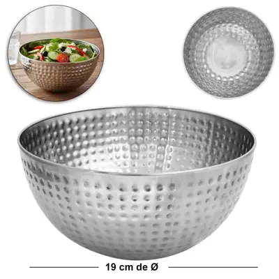 TIGELA REDONDA DE INOX BOWL FUNDA MARTELADO M 1650ML 19CM DE Ø