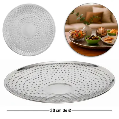 FRUTEIRA DE MESA DE INOX REDONDA MARTELADO 30CM DE Ø