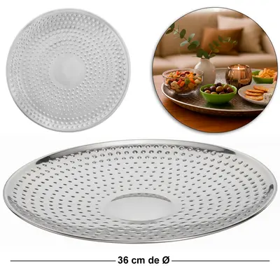 FRUTEIRA DE MESA DE INOX REDONDA MARTELADO 36CM DE Ø