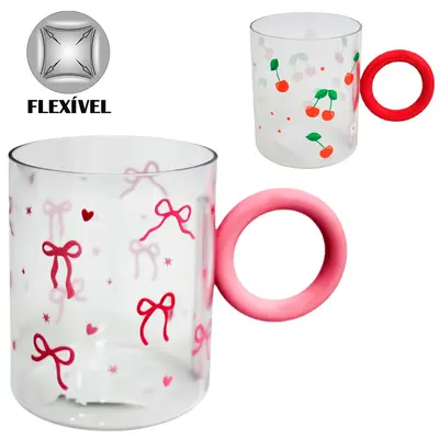 CANECA DE PLASTICO PET FLEXIVEL COM ALCA REMOVIVEL 430ML