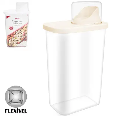 DISPENSER MULTIUSO DE PLASTICO PET FLEXIVEL COM COPO TAMPA GRADUADO FACILE 1350 / 100ML