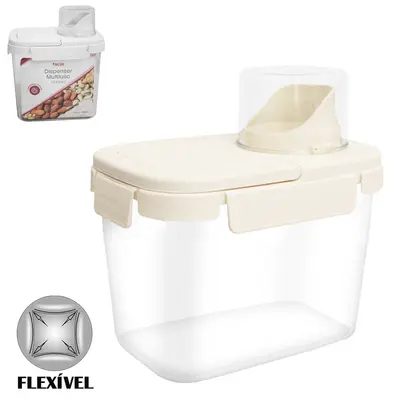 DISPENSER MULTIUSO DE PLASTICO PET FLEXIVEL COM COPO TAMPA GRADUADO + TRAVA E ALCA FACILE 1500 / 100ML