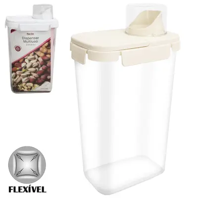 DISPENSER MULTIUSO DE PLASTICO PET FLEXIVEL COM COPO TAMPA GRADUADO + TRAVA E ALCA FACILE 2550 / 100ML