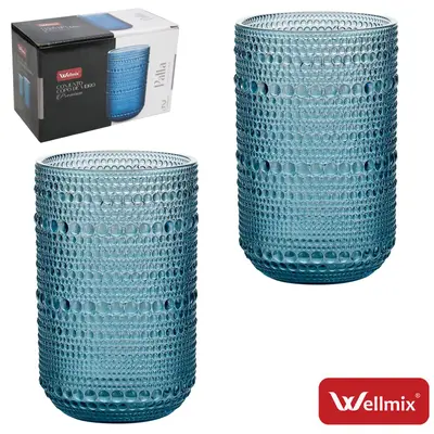 JOGO DE COPO DE VIDRO PREMIUM PALLA COLLECTION AZUL ESCURO COM 2 PECAS 280ML