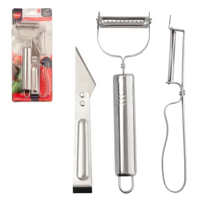 CORTADOR DESCASCADOR DE LEGUMES / FRUTAS DE INOX COM 3 PECAS
