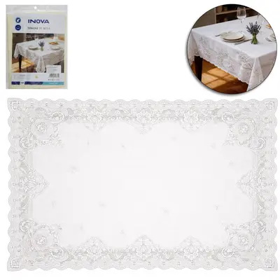 TOALHA DE MESA DE RENDA ( POLIESTER ) RETANGULAR INOVA 140X200CM
