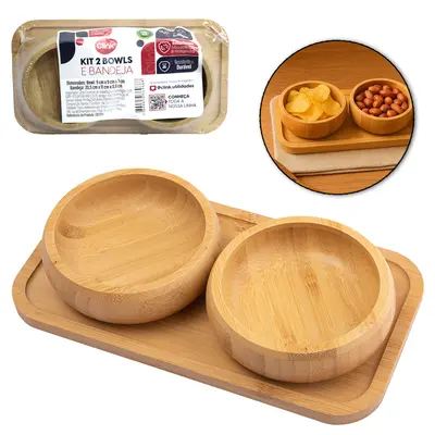 CONJUNTO PETISQUEIRA DE BAMBU COM 2 PECAS + BANDEJA