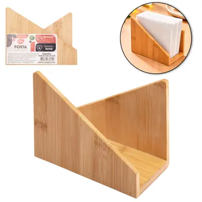 PORTA GUARDANAPO DE BAMBU 14X11,5X6,7CM