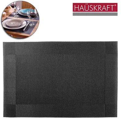 TOALHA LUGAR AMERICANO DE PVC RETANGULAR GANA PRETO HAUSKRAFT 45X30CM