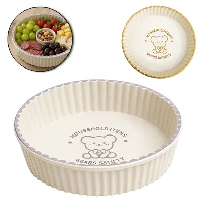 BANDEJA PETISQUEIRA DE PLASTICO REDONDA URSO COM BORDA DOURADA / PRATA 3,5X15,5CM DE Ø