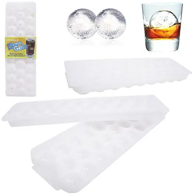 FORMA DE GELO COM 26 CAVIDADES BOLINHA PEQUENA DE PLASTICO COM TAMPA 22X7CM