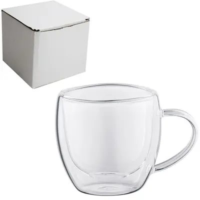 CANECA XICARA DE VIDRO BOROSSILICATO COM PAREDE DUPLA BISTRO PARA CAFE / CAPPUCCINO 220ML