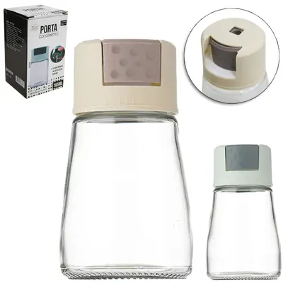 PORTA CONDIMENTO SALEIRO DE VIDRO COM DOSADOR 165ML