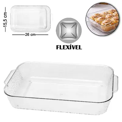 TRAVESSA RETANGULAR DE PLASTICO PET FLEXIVEL 26X15,5X4,5CM
