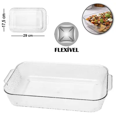 TRAVESSA RETANGULAR DE PLASTICO PET FLEXIVEL 29X17,5X5CM