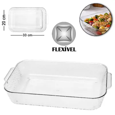 TRAVESSA RETANGULAR DE PLASTICO PET FLEXIVEL 33X20X6CM