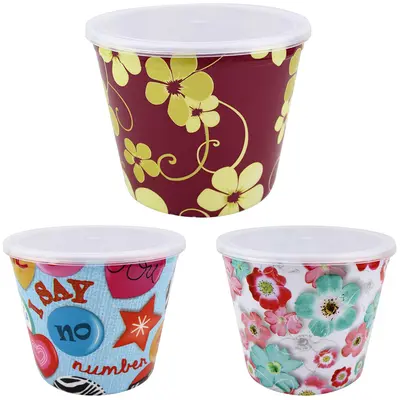 POTE DE PLASTICO REDONDO COM TAMPA ESTAMPAS SORTIDAS 1,4L