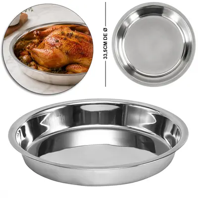 BANDEJA DE INOX REDONDA 4X33,5CM DE Ø