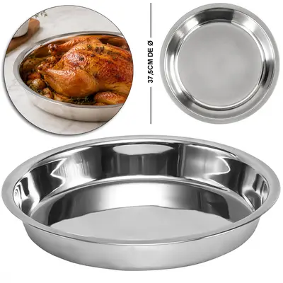 BANDEJA DE INOX REDONDA 4,5X37,5CM DE Ø