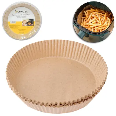 FORMA DE PAPEL REDONDA DESCARTAVEL PARA AIR FRYER / FRITADEIRA ELETRICA 50 PECAS 16/20CM DE Ø