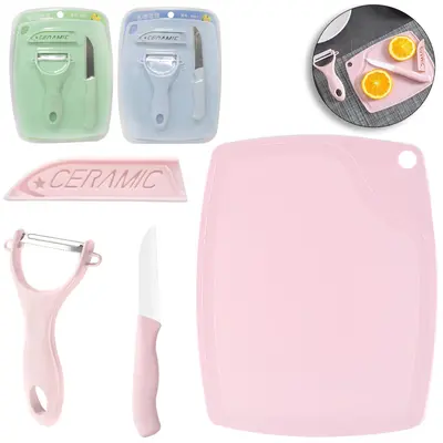 CORTADOR DESCASCADOR LEGUMES / FRUTAS DE INOX / PLASTICO COM FACA + BAINHA E TABUA