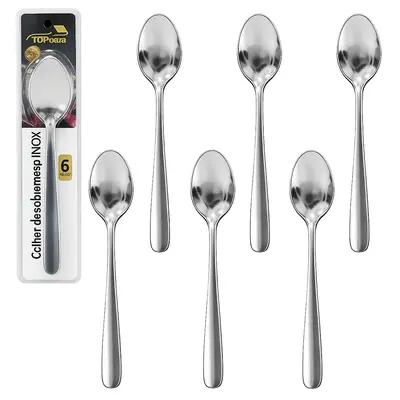 COLHER DE SOBREMESA DE INOX PREMIUM TOP CASA COM 6 PECAS 15CM