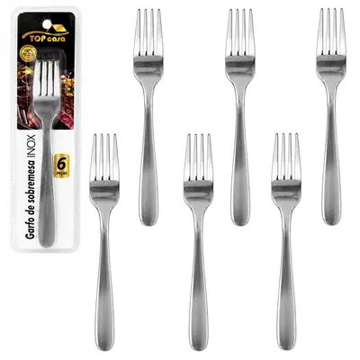 GARFO DE SOBREMESA DE INOX PREMIUM TOP CASA COM 6 PECAS 15,5CM