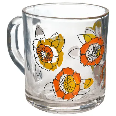 CANECA XICARA DE VIDRO MARGARIDA 215ML