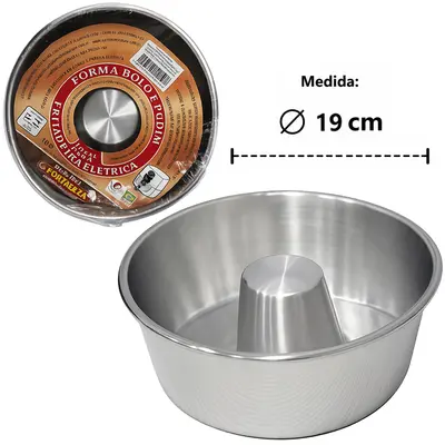 FORMA ASSADEIRA DE ALUMINIO IDEAL PARA AIR FRYER / FRITADEIRA ELETRICA PARA BOLO / TORTA / PUDIM COM TUBO Nº18 POLIDO