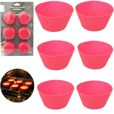 FORMA DE SILICONE REDONDA PARA CUPCAKE COM 6 PECAS 3X7CM DE Ø