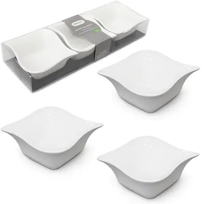 PETISQUEIRA DE PORCELANA QUADRADA COM 3 PECAS 150ML 9,5X4CM