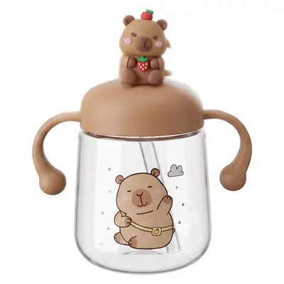 COPO BABY COM TAMPA E CANUDO + ALCA DE PLASTICO CAPIVARA 360ML