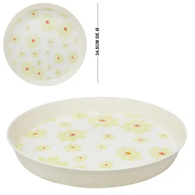BANDEJA DE PLASTICO REDONDA FLORAL 4X34,5CM DE Ø