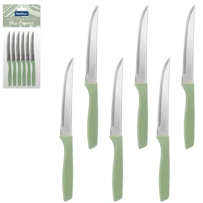 FACA DE CHURRASCO DE INOX 4,5'' CABO PLASTICO SAGE GREEN NEW CAPRESE 6 PECAS