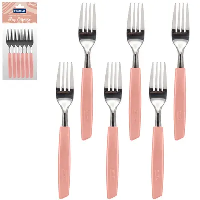 GARFO DE MESA DE INOX CABO PLASTICO TERRACOTTA NEW CAPRESE 6 PECAS 18,5X2,5CM