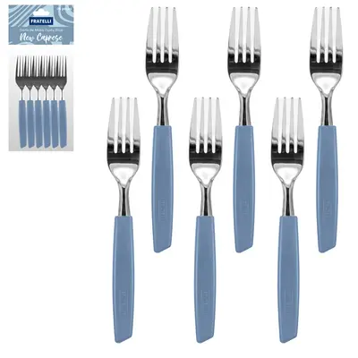 GARFO DE MESA DE INOX CABO PLASTICO DUSTY BLUE NEW CAPRESE 6 PECAS 18,5X2,5CM