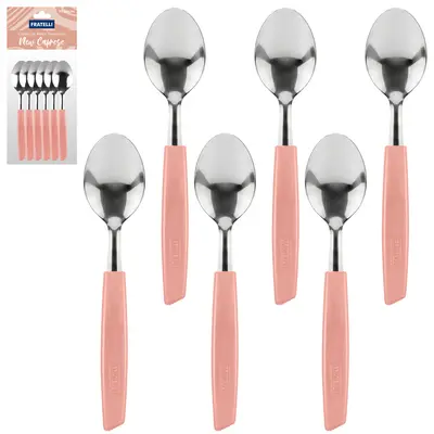 COLHER DE MESA DE INOX CABO PLASTICO TERRACOTTA NEW CAPRESE 6 PECAS 18,5X4CM