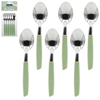 COLHER DE MESA DE INOX CABO PLASTICO SAGE GREEN NEW CAPRESE 6 PECAS 18,5X2,5CM