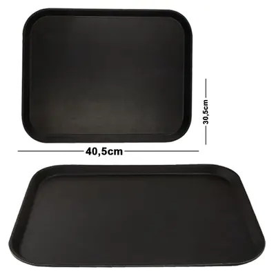 BANDEJA DE PLASTICO RETANGULAR ANTIDERRAPANTE PARA GARCOM 40,5X30,5CM