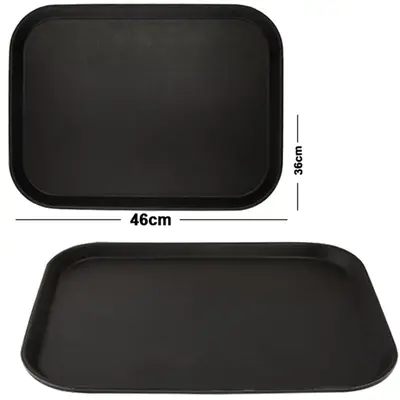 BANDEJA DE PLASTICO RETANGULAR ANTIDERRAPANTE PARA GARCOM 46X36CM