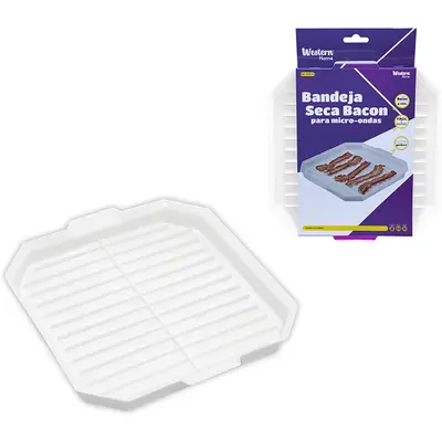BANDEJA DE MICROONDAS DE PLASTICO PARA SECAR BACON 22CM