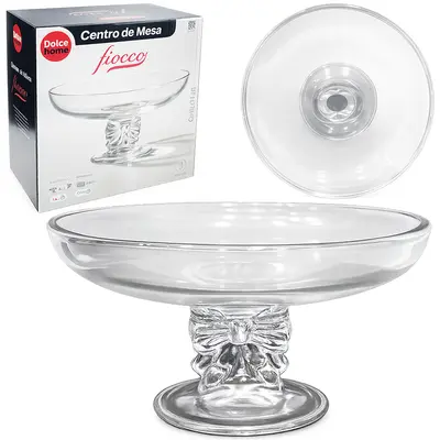 CENTRO DE MESA DE VIDRO REDONDO COM PE FIOCCO COLLECTION 11,6X23,5 DE Ø